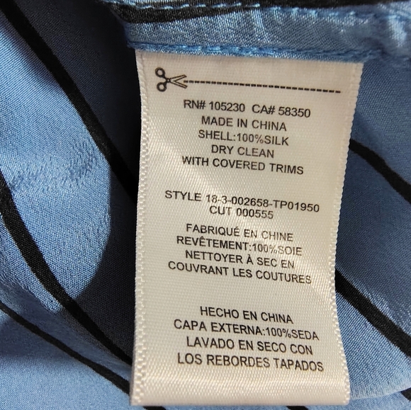 Equipment Femme $298 100% Silk Windsor Blue Striped Top Women's Large Classic - Picture 9 of 12